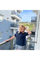 Lacivert kadın t-shirt Lacivert - L