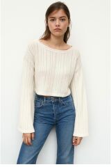 Mevsimlik triko krem crop Krem - 26