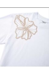 Nakışlı t-shirt Krem - M